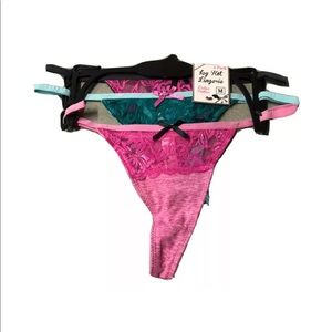 Women's Lace Panties - Pink and Teal